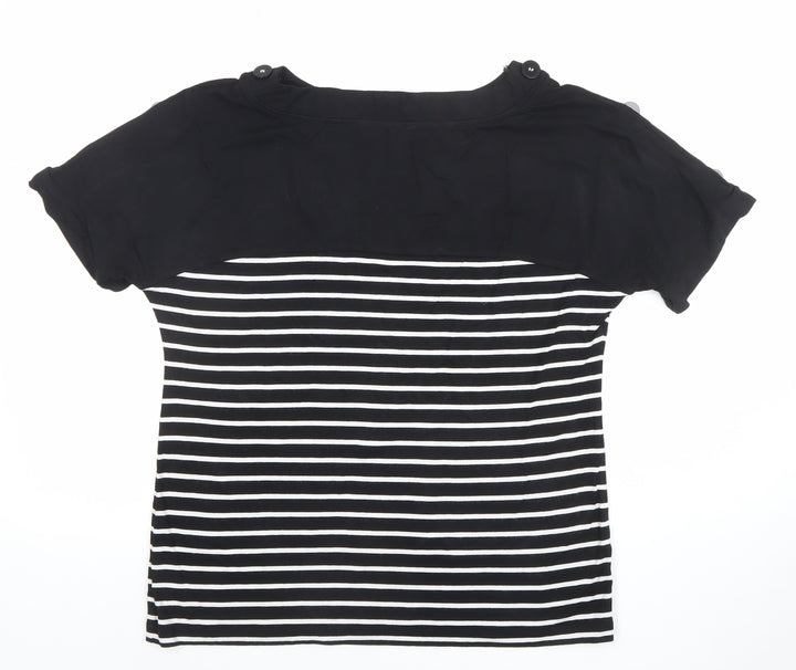 Marks and Spencer Women’s Black Striped Short Sleeve T-Shirt UK 14
