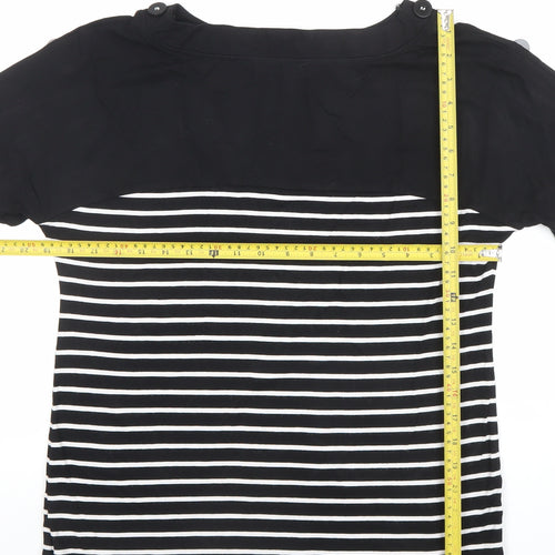 Marks and Spencer Women’s Black Striped Short Sleeve T-Shirt UK 14