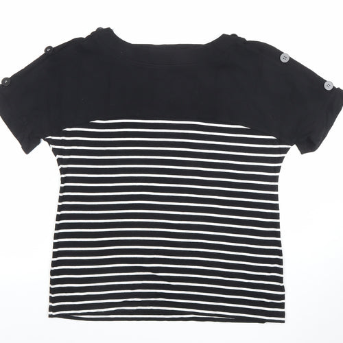 Marks and Spencer Women’s Black Striped Short Sleeve T-Shirt UK 14