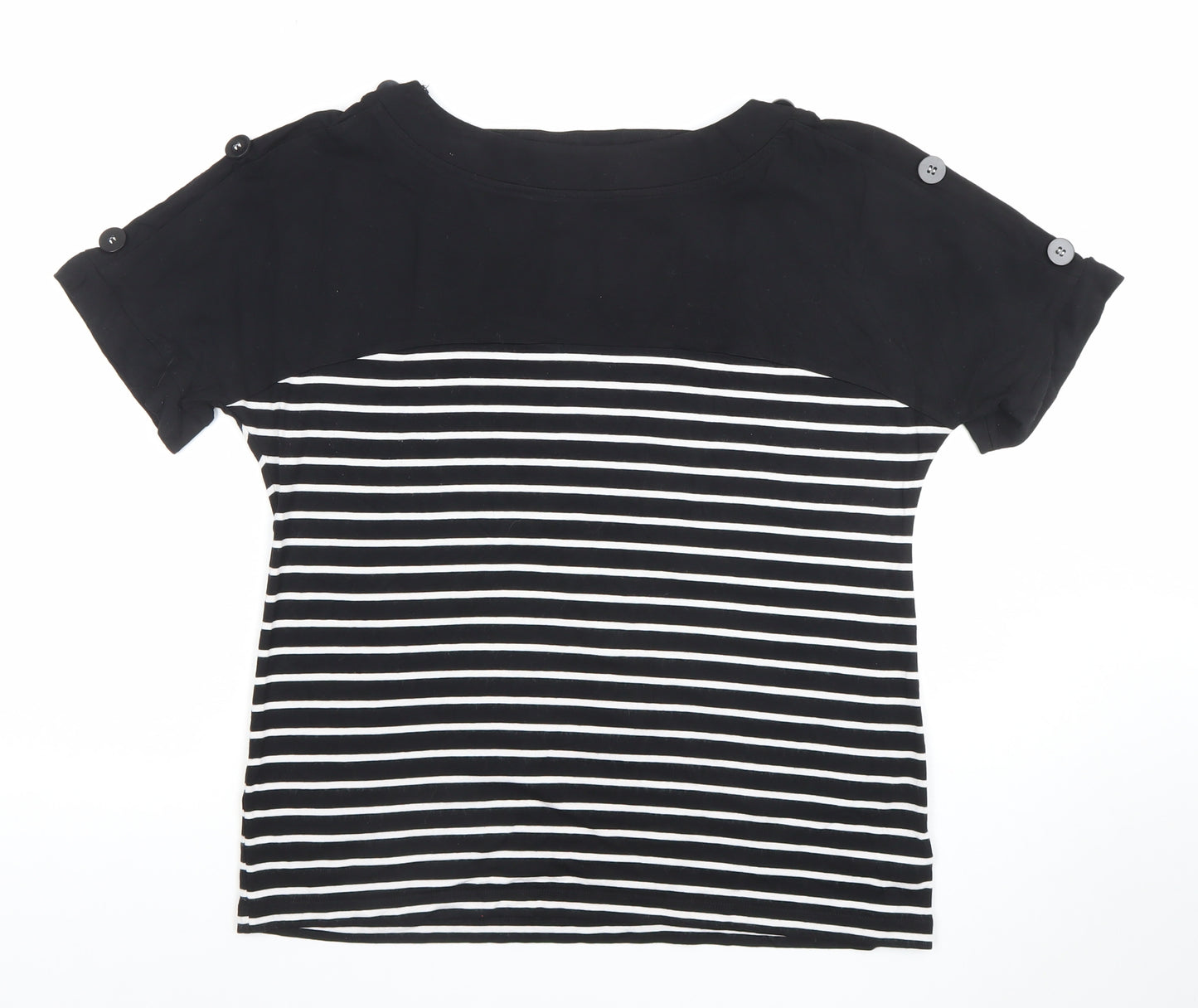 Marks and Spencer Women’s Black Striped Short Sleeve T-Shirt UK 14