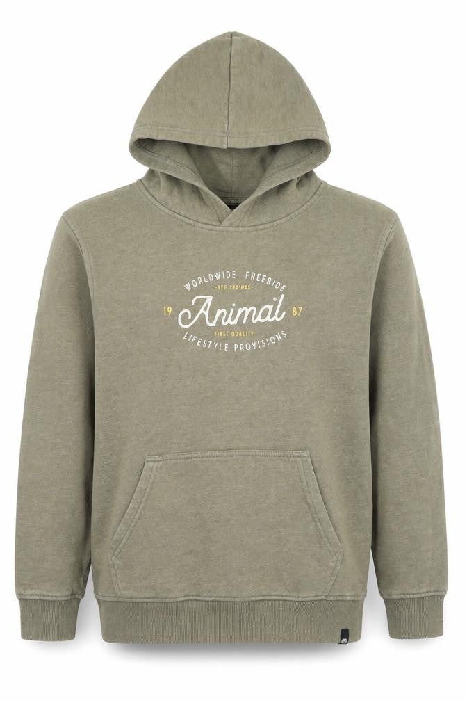Animal Boys Khaki Pullover Hoodie 11-12 Years Cotton Blend Kangaroo Pocket