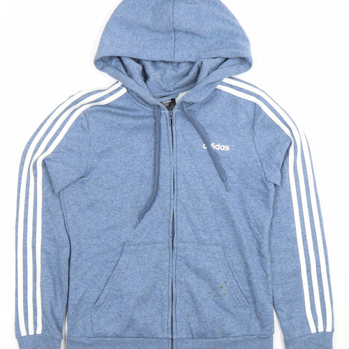Adidas Women Blue Full Zip Hoodie Size S 8-10 Cotton Blend