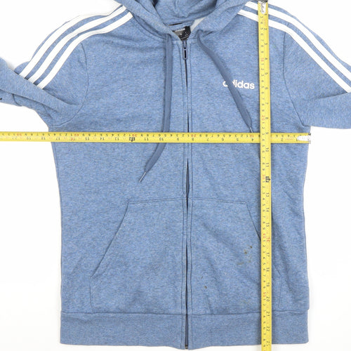 Adidas Women Blue Full Zip Hoodie Size S 8-10 Cotton Blend