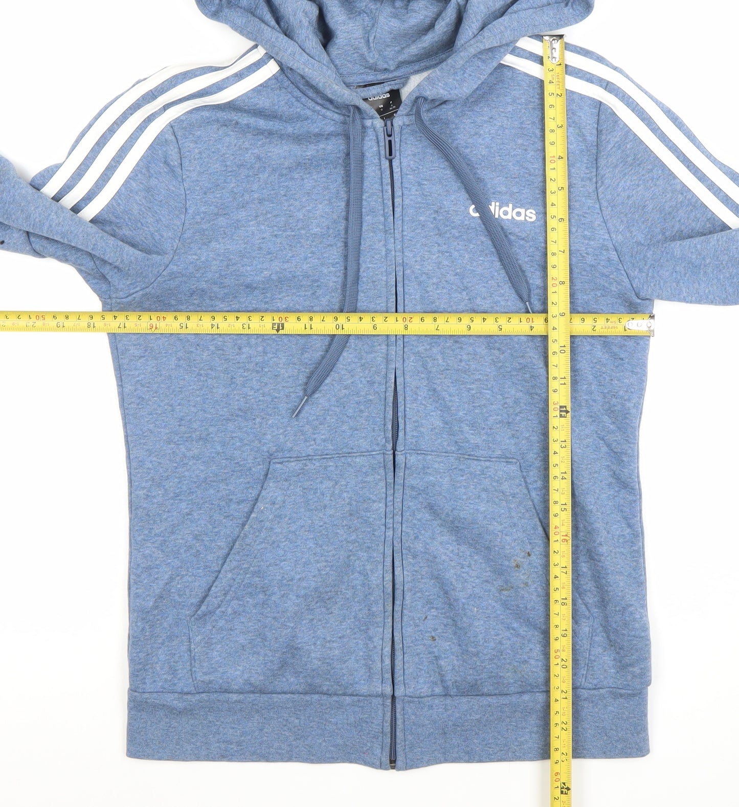 Adidas Women Blue Full Zip Hoodie Size S 8-10 Cotton Blend