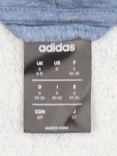 Adidas Women Blue Full Zip Hoodie Size S 8-10 Cotton Blend