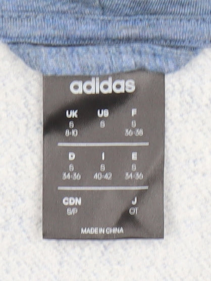 Adidas Women Blue Full Zip Hoodie Size S 8-10 Cotton Blend