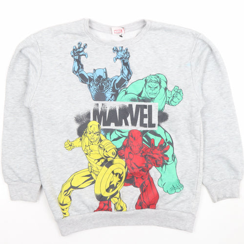 Marvel Boys Grey Sweatshirt 8 Years Pullover Graphic Print Avengers