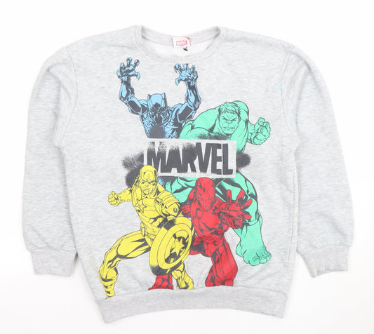 Marvel Boys Grey Sweatshirt 8 Years Pullover Graphic Print Avengers