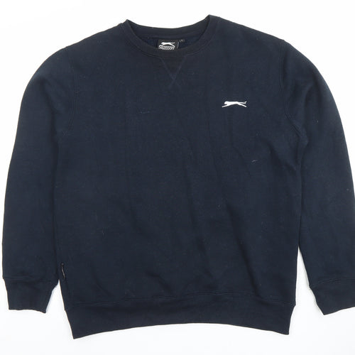 Slazenger Men's Black Sweatshirt L Crew Neck Pullover Sports Style
