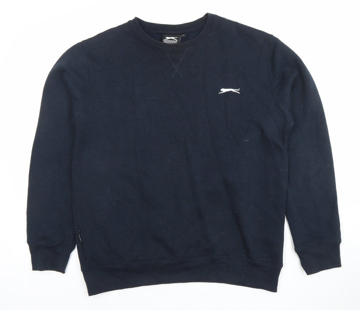Slazenger Men's Black Sweatshirt L Crew Neck Pullover Sports Style