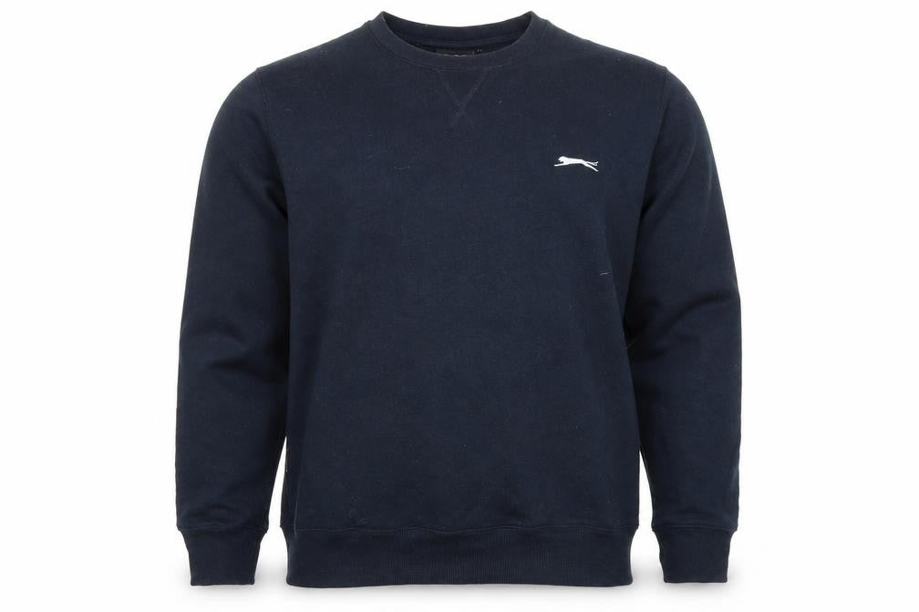 Front view of Slazenger Men's Black Sweatshirt L Crew Neck Pullover Sports Style