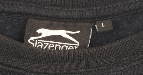 Slazenger Men's Black Sweatshirt L Crew Neck Pullover Sports Style