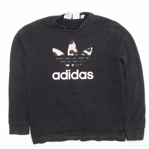 Adidas Boys Black 13-14 Years Crew Neck Pullover Sweatshirt