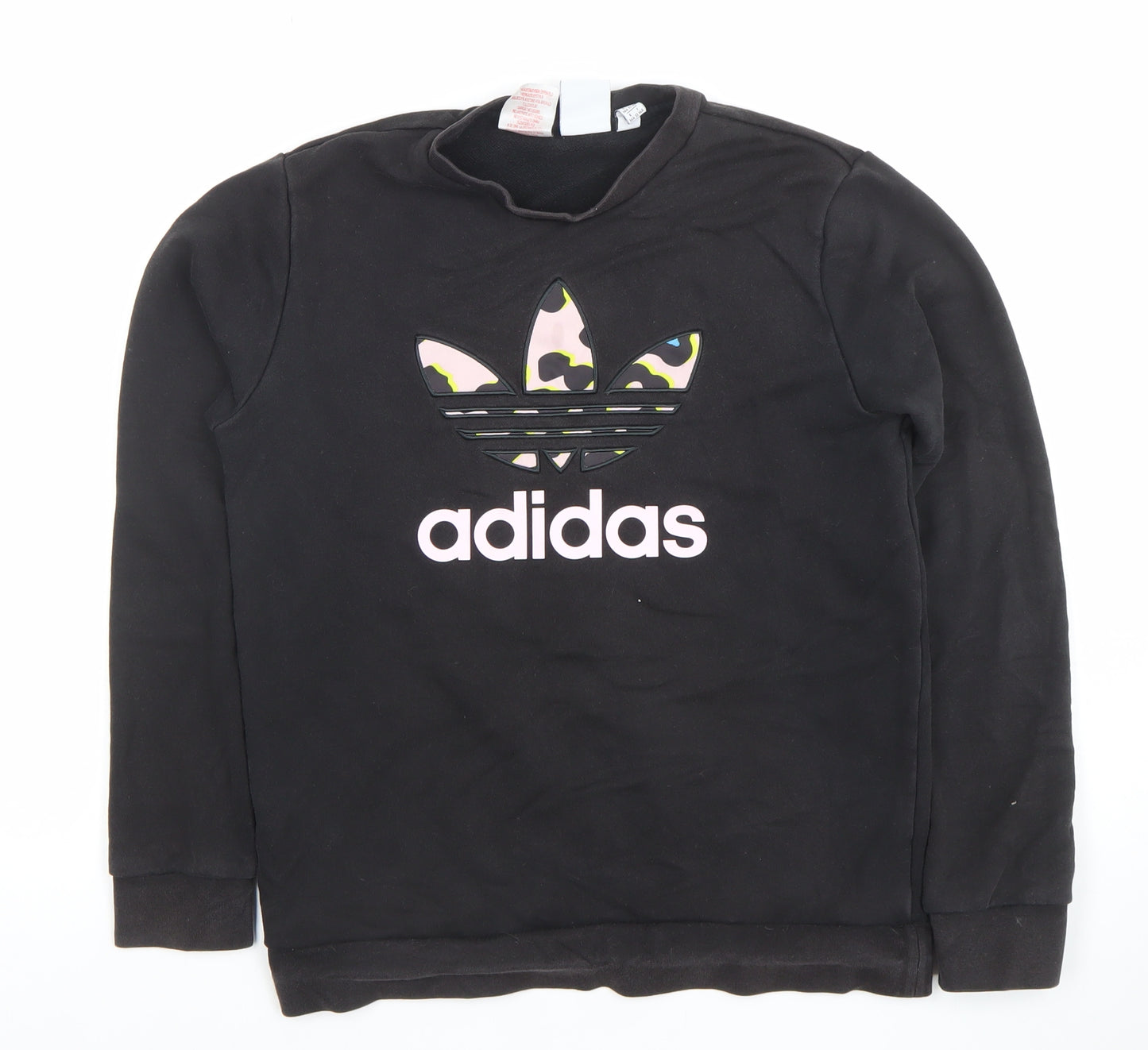Adidas Boys Black 13-14 Years Crew Neck Pullover Sweatshirt