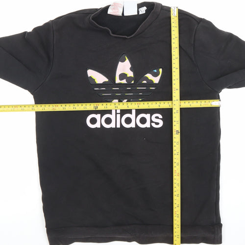 Adidas Boys Black 13-14 Years Crew Neck Pullover Sweatshirt