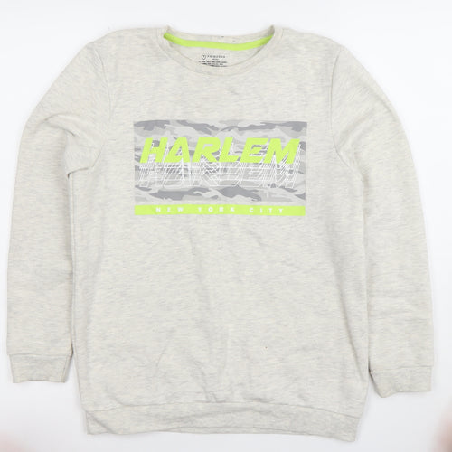 Primark Boys Beige Harlem New York City Pullover Sweatshirt Size 12 Years