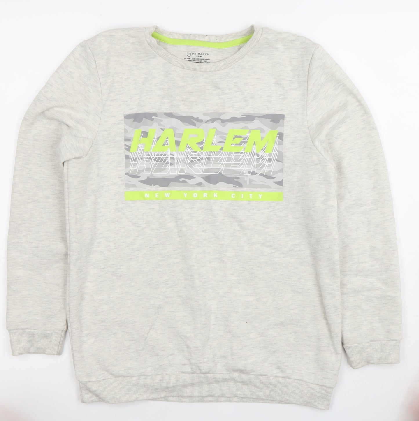 Primark Boys Beige Harlem New York City Pullover Sweatshirt Size 12 Years