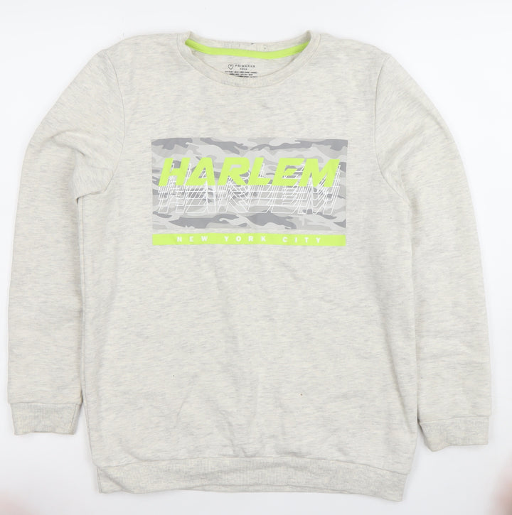 Primark Boys Beige Harlem New York City Pullover Sweatshirt Size 12 Years