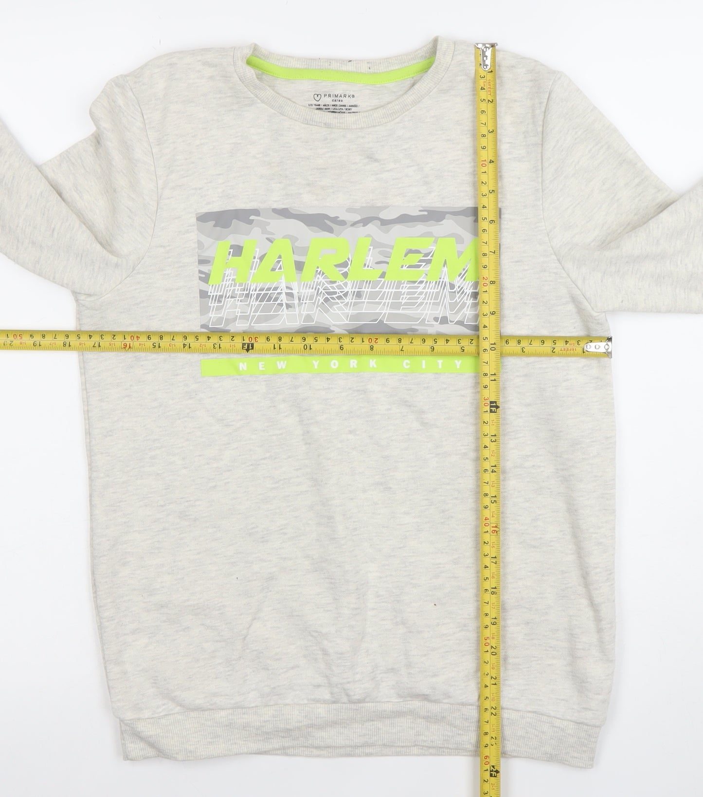 Primark Boys Beige Harlem New York City Pullover Sweatshirt Size 12 Years