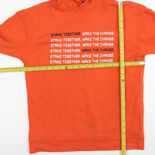 Primark Boys Orange Pullover Hoodie 12-13 Years Graphic Print Cotton Blend