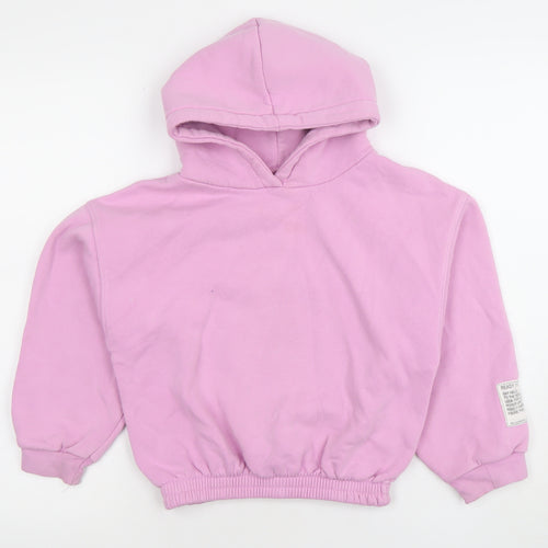 ZARA Girls Pink Hoodie Size 9 Years Cotton Blend Pullover