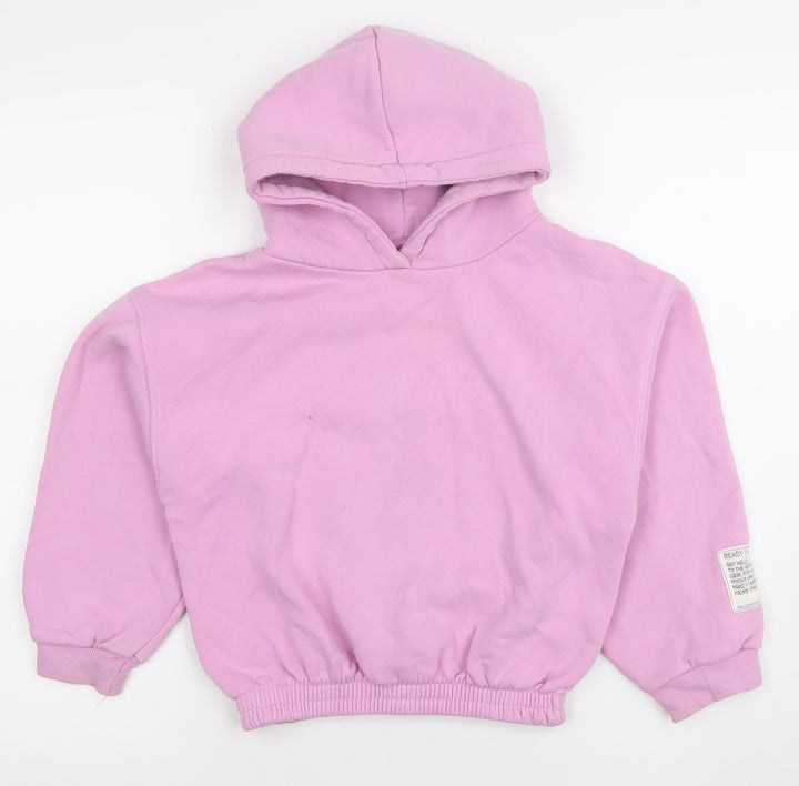ZARA Girls Pink Hoodie Size 9 Years Cotton Blend Pullover