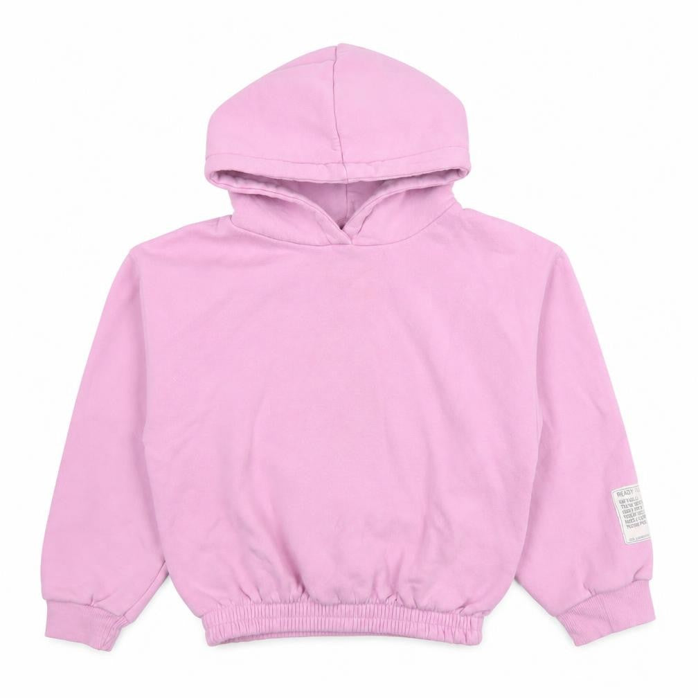 Front view of Zara girls’ pink hoodie, size 9, years cotton blend pullover