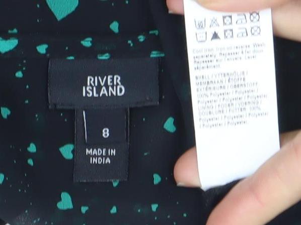 River Island Womens Black Heart Print Bodycon Mini Dress Size 8