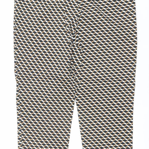 Marks and Spencer Womens Geometric Slim Trousers Size 12 Short Multicoloured