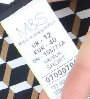 Marks and Spencer Womens Geometric Slim Trousers Size 12 Short Multicoloured