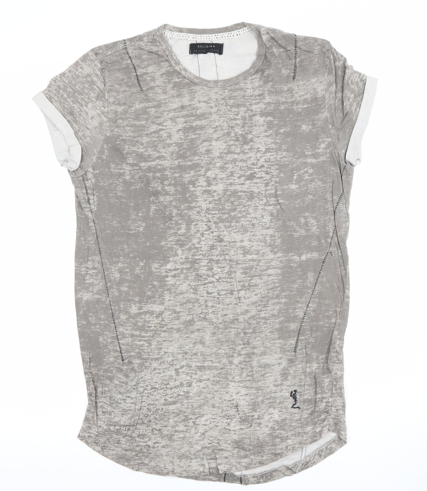 Religion Women’s Grey Cotton T-Shirt Dress Size S Short Sleeve Casual