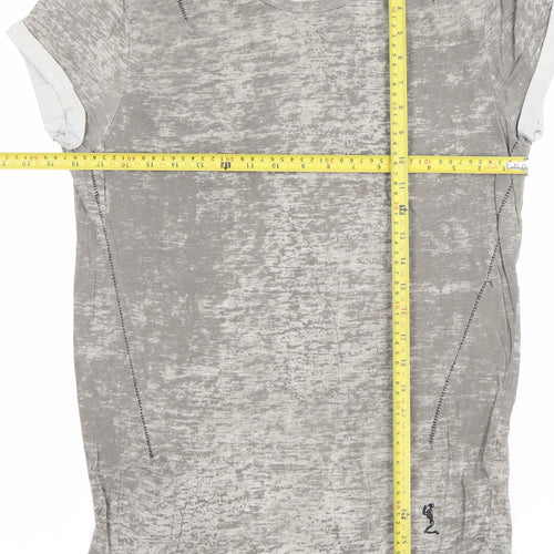 Religion Women’s Grey Cotton T-Shirt Dress Size S Short Sleeve Casual