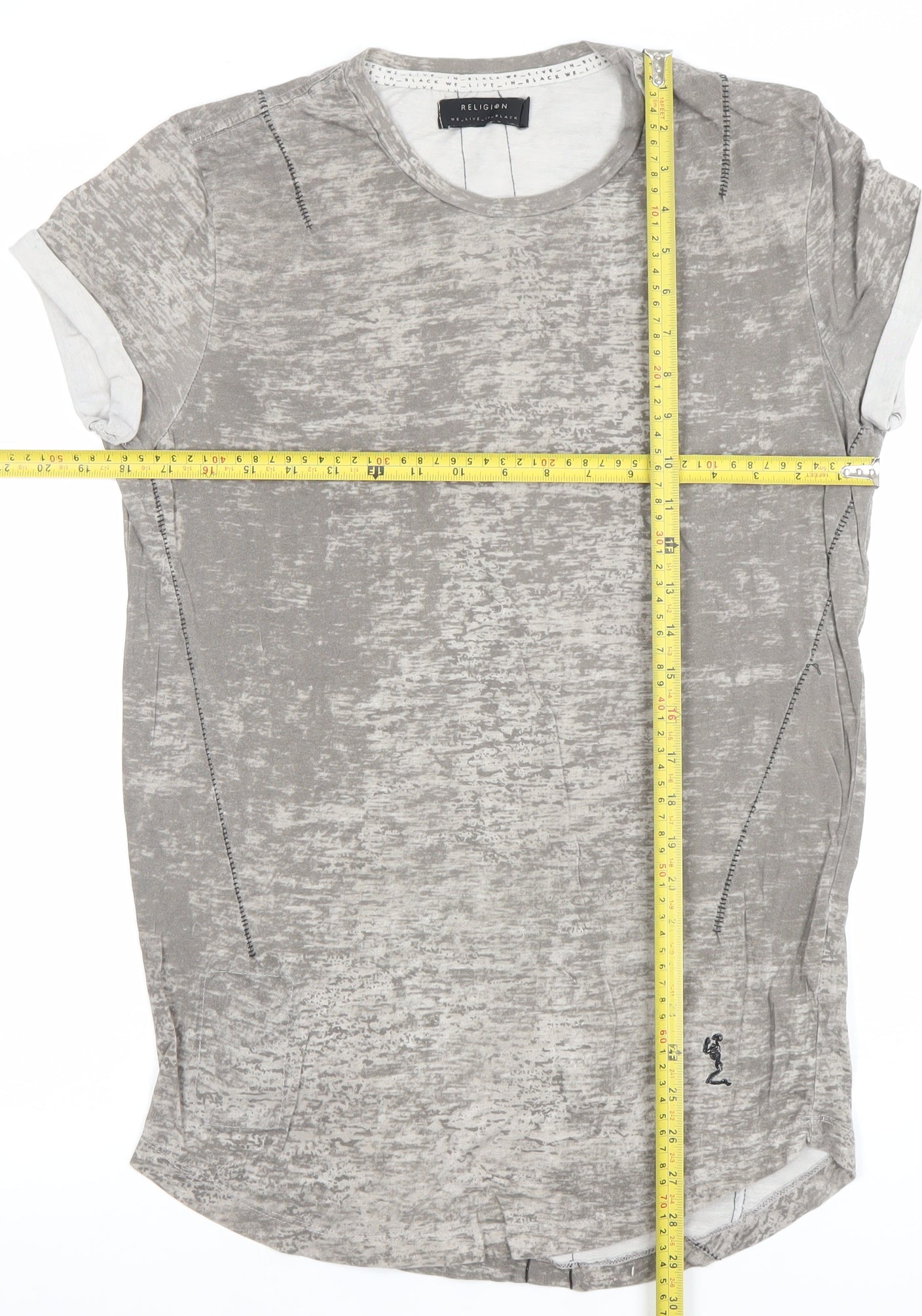 Religion Women’s Grey Cotton T-Shirt Dress Size S Short Sleeve Casual