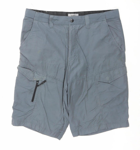 Marks and Spencer Men's Blue 34 Cargo Shorts Lightweight Quick Dry
