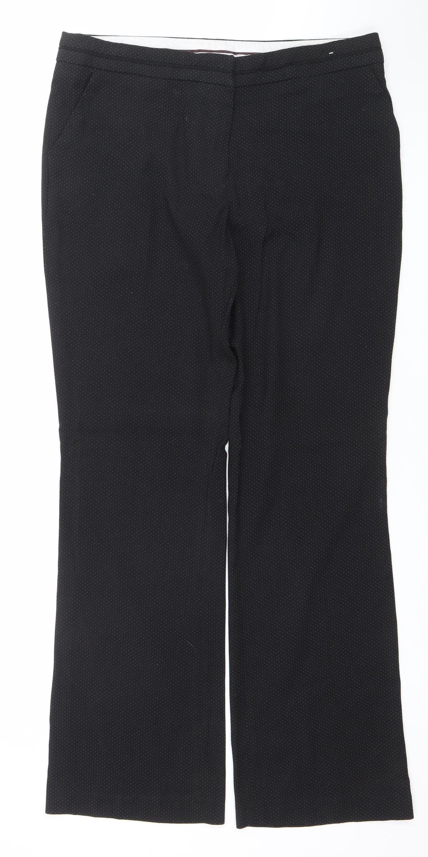Next Tailoring Women Black Pinstripe Trousers Size 12R Polyester Blend