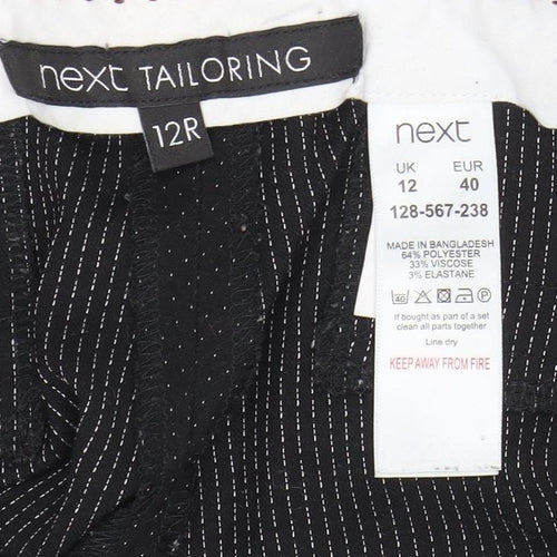 Next Tailoring Women Black Pinstripe Trousers Size 12R Polyester Blend