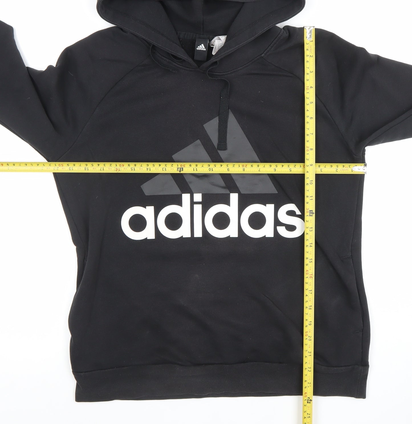 Adidas Womens Black Pullover Hoodie Size L Cotton Blend Logo Sweatshirt