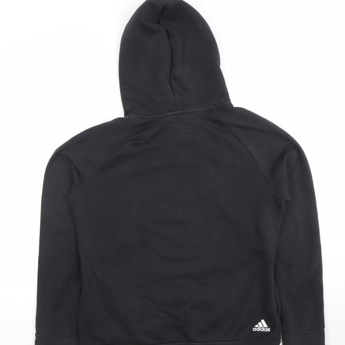 Adidas Womens Black Pullover Hoodie Size L Cotton Blend Logo Sweatshirt