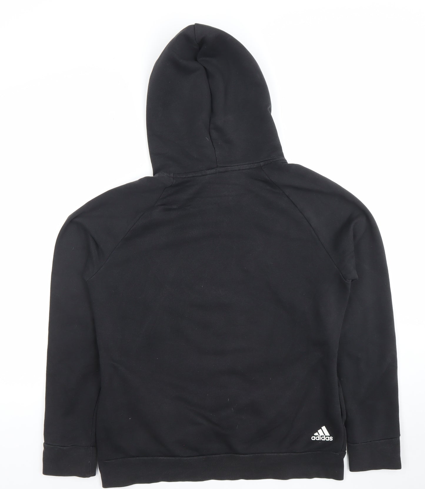Adidas Womens Black Pullover Hoodie Size L Cotton Blend Logo Sweatshirt