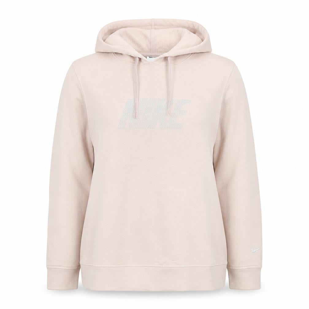 Front view of Nike Women's Beige Dri-Fit Pullover Hoodie, size L