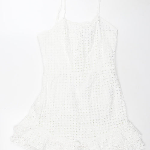 Uniqlo Women’s White Cotton Eyelet Slip Dress Size 12 Summer Casual