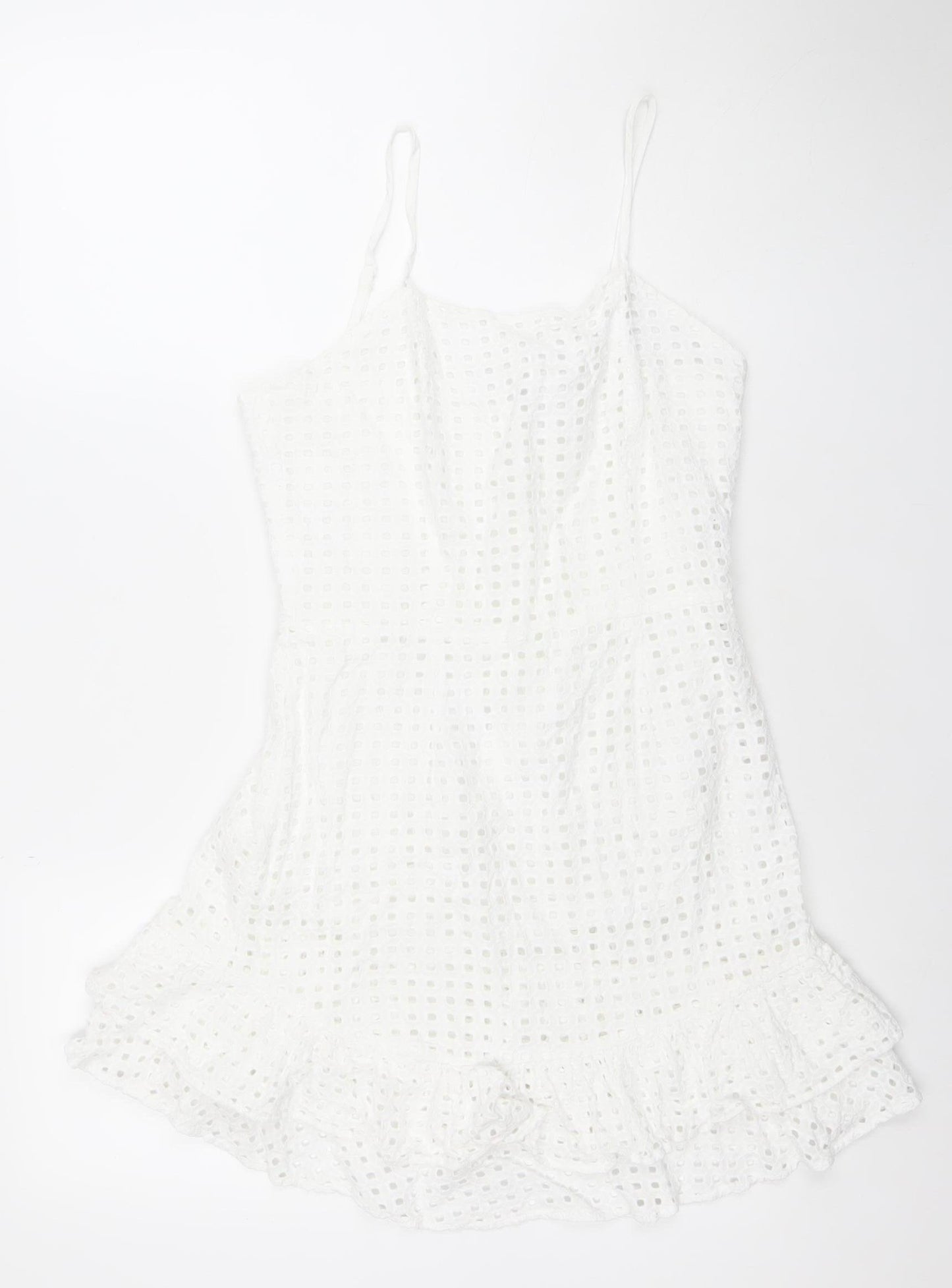 Uniqlo Women’s White Cotton Eyelet Slip Dress Size 12 Summer Casual