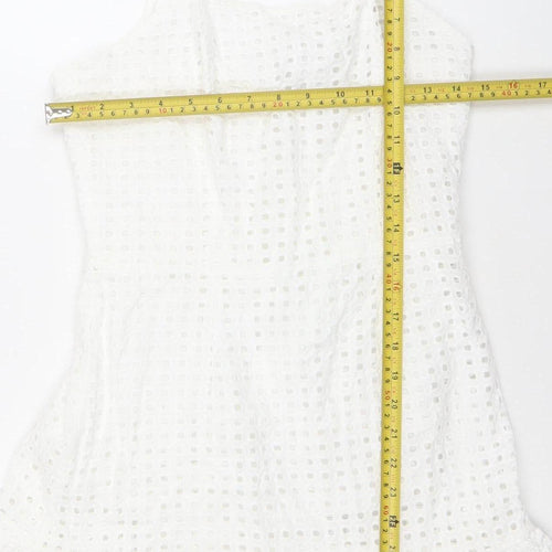 Uniqlo Women’s White Cotton Eyelet Slip Dress Size 12 Summer Casual