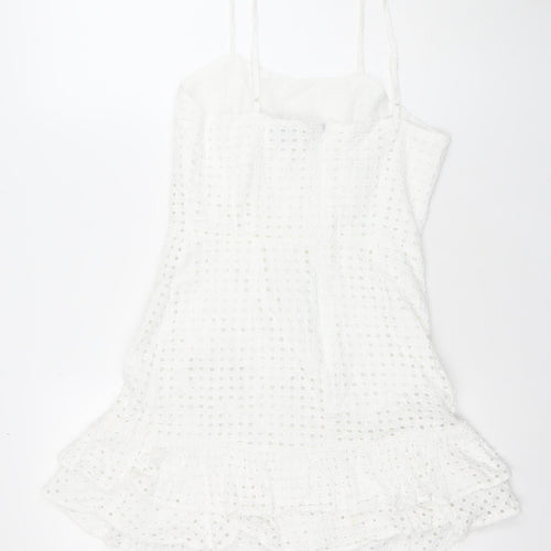 Uniqlo Women’s White Cotton Eyelet Slip Dress Size 12 Summer Casual