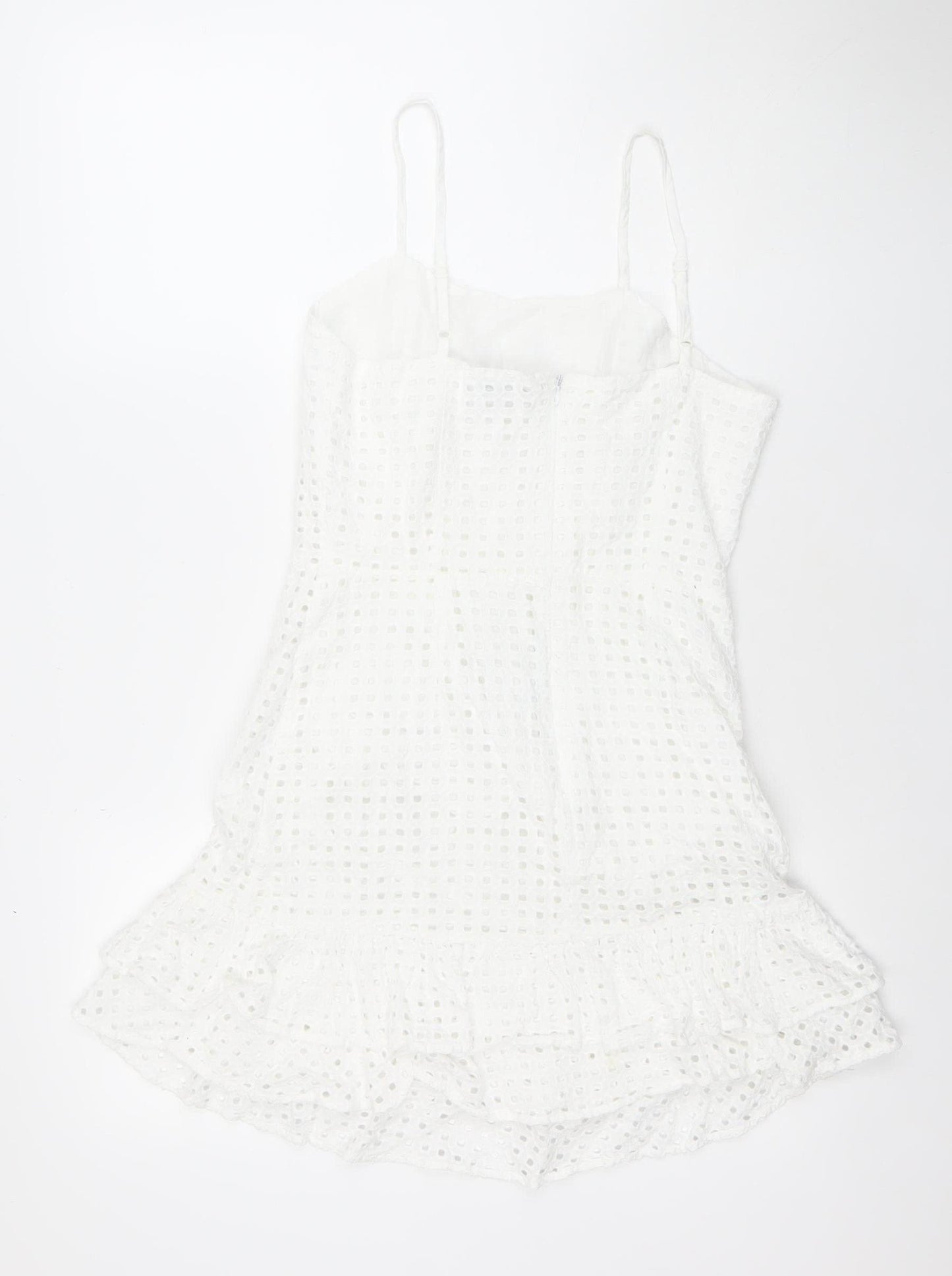 Uniqlo Women’s White Cotton Eyelet Slip Dress Size 12 Summer Casual