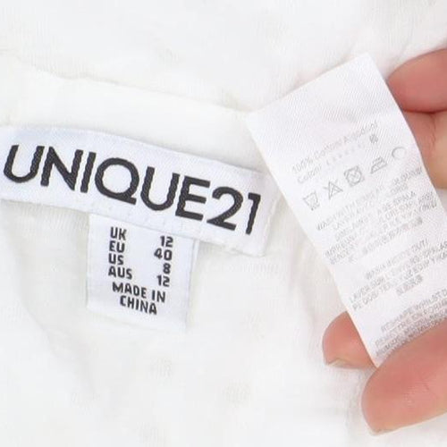 Uniqlo Women’s White Cotton Eyelet Slip Dress Size 12 Summer Casual