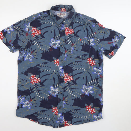 Petrol Industries Men's Blue Floral Hawaiian Regular Fit Shirt M