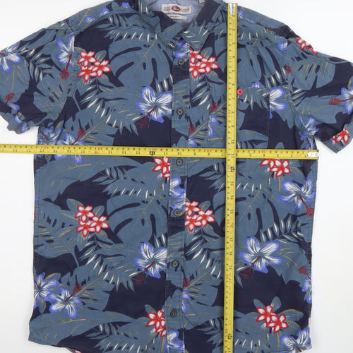 Petrol Industries Men's Blue Floral Hawaiian Regular Fit Shirt M