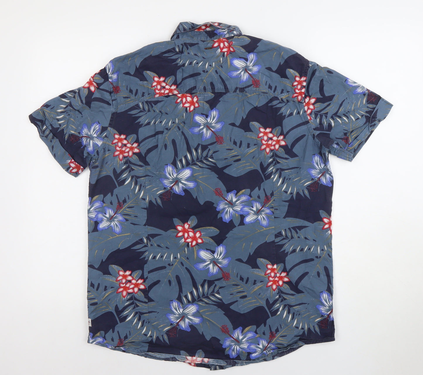 Petrol Industries Men's Blue Floral Hawaiian Regular Fit Shirt M