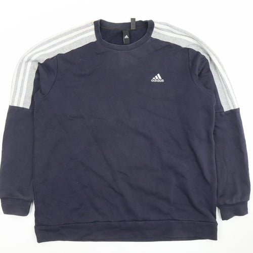 Adidas Men's Blue Crew Neck Pullover Sweatshirt L Sports Fleece